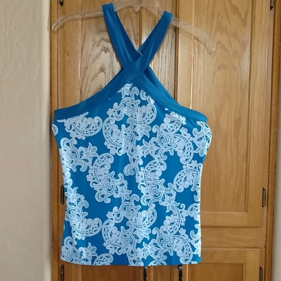 INC White & Royal Blue Halter Super Cute L - Picture 2 of 4